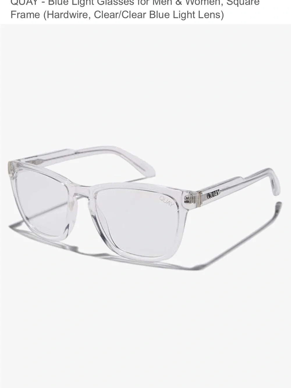 Quay Australia Clear Transparent Blue-Light Square Frames